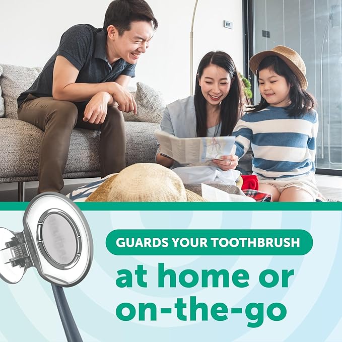Steripod Clip-on Toothbrush Protector, Green/Silver, 2 Count (Pack of 12)