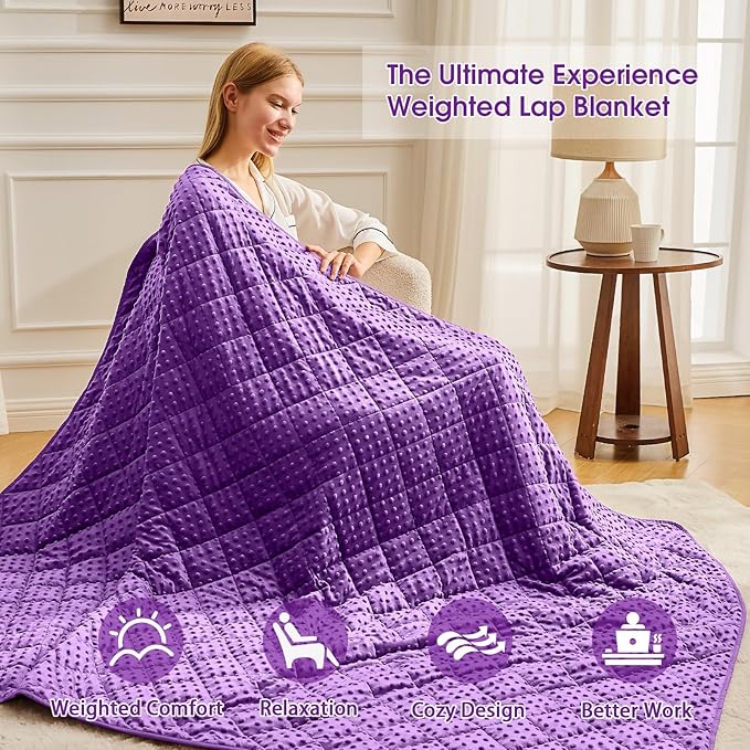 Purple Weighted Blanket for Adults 12lbs, 48"x72", Twin Full Size Cooling Minky Heavy Throw Blanket for 110-130lbs, Soft Winter Thick Big Blankets Weighted Comforter Gifts for Sleeping