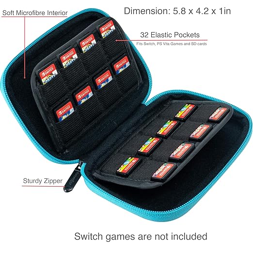 ButterFox 32 Switch Game Case for Nintendo Switch, Switch Game Card Storage Holder or SD Memory Card Case (32 Blue/Black)