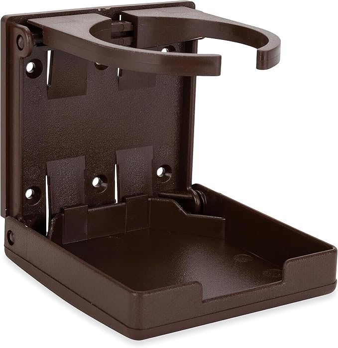 Camco Camper/RV Drink Holder - Features Adjustable Space-Saving Design & Holds Almost Any Size Mug, Cup, Bottle or Can - Extra Cup Holder for Cars, Trucks, RVs, Vans, Boats, and More - Brown (44043)