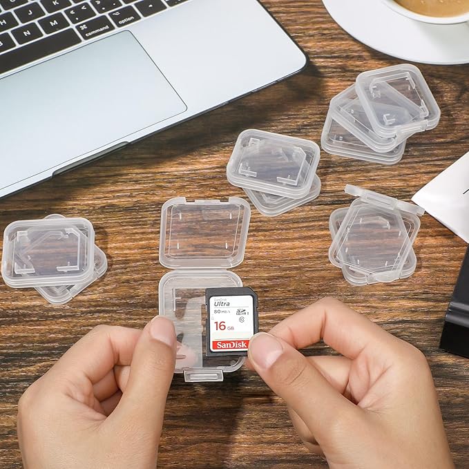 15Pcs SD/SDHC Memory Card Case Holder, Standard SD Plastic Storage Boxes, Clear Compact
