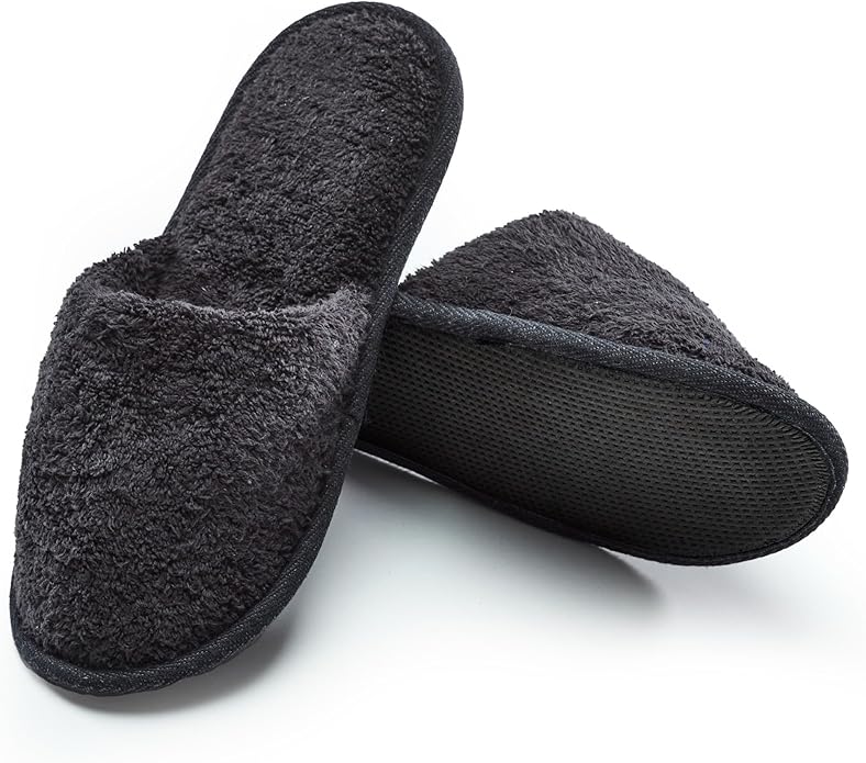 ESKYMODE Men's Cotton Bath Slippers, Terry Cloth Travel Hotel Slippers for Men