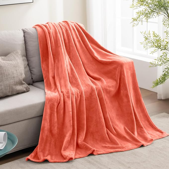 BEDELITE Fleece Blanket Twin Size Coral Red Throw Blankets for Couch & Bed, Luxury Plush Cozy Fuzzy Blanket 60x80 inches, Super Soft Warm Lightweight Throw Blanket for Travel Camping