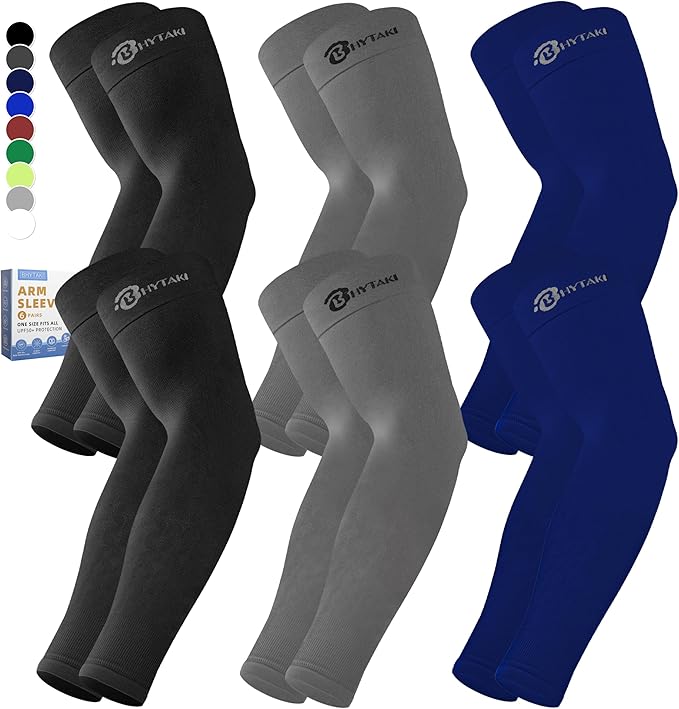 BHYTAKI Cooling Compression Arm Sleeves for Men Women,UPF50 UV Sun Protection Sleeves for Work Sport Tattoo Cover Up