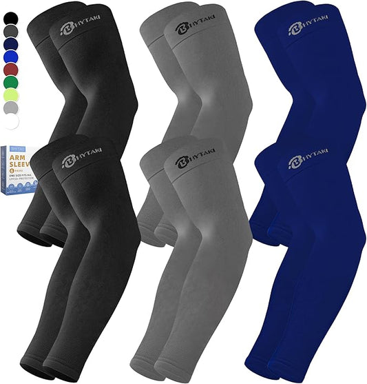 BHYTAKI Cooling Compression Arm Sleeves for Men Women,UPF50 UV Sun Protection Sleeves for Work Sport Tattoo Cover Up