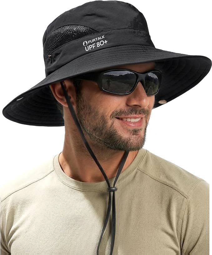 FURTALK Mens Bucket Sun Hat UPF 80+ Wide Brim Hiking Fishing Beach Outdoor Hats