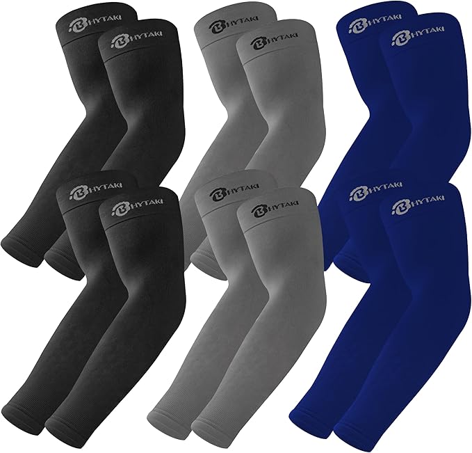 BHYTAKI UV Sun Protection Arm Sleeves, UPF 50 Sports Cooling Arm Compression Sleeves for Men Women Teenager