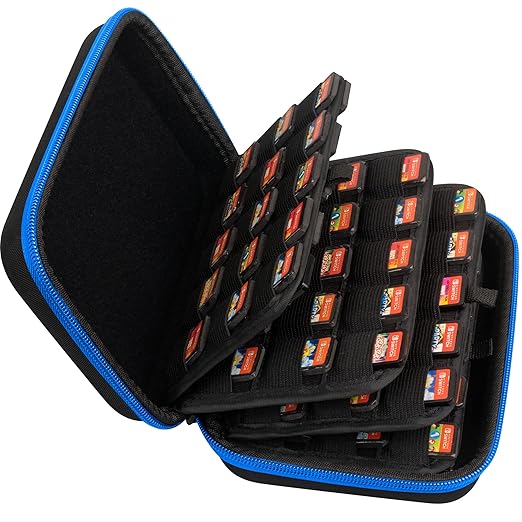 ButterFox 120 Switch Game Case for Nintendo Switch, Switch Game Card Storage Holder or SD Memory Card Case (120 Blue/Black)