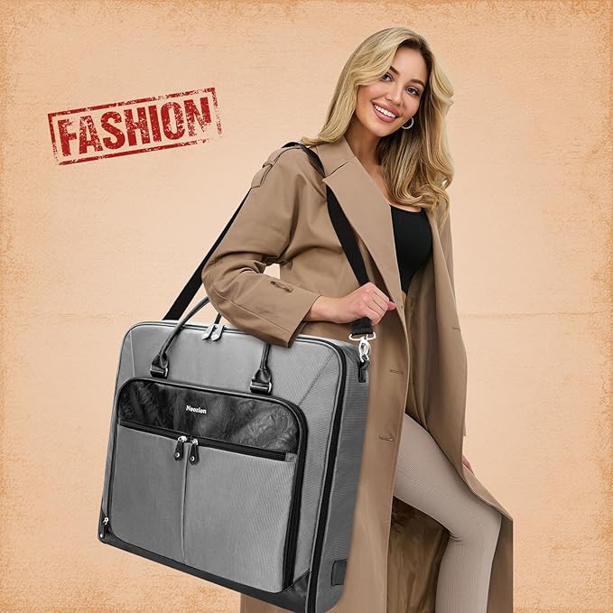 Noozion Garment Bag for Travel, Large Carry On Suit Bag for Business Up to 4 Suits, Wrinkle Free Garment Bag for Hanging Clothes with Shoulder Strap, Laptop Compartment, and Wet-Dry Pocket