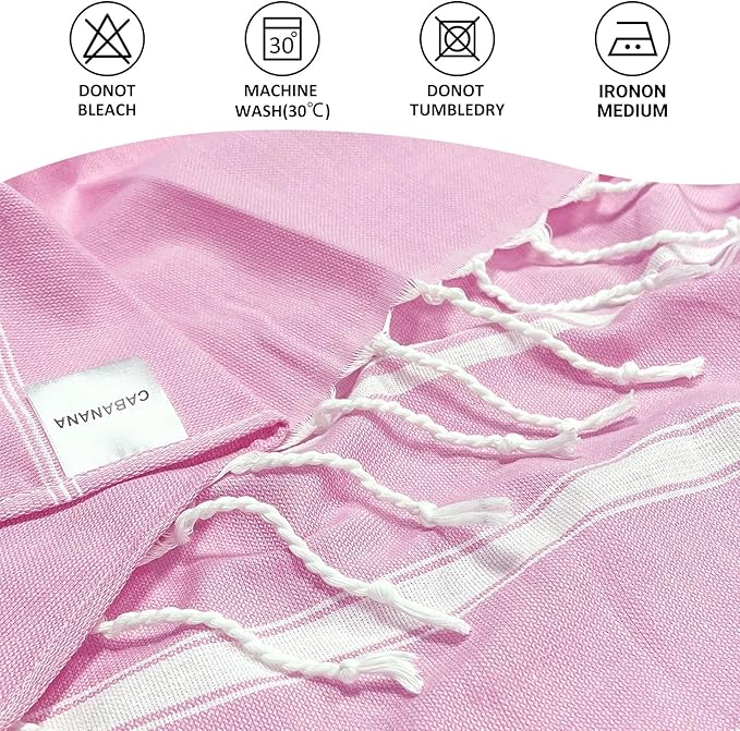 cabanana Turkish Beach Towel Oversized - 40"x70" Quick Dry Sand Free Thin Beach Towels for Adults,Extra Large Cotton Lightweigh Travel Towel for Beach Accessories (Light Pink)