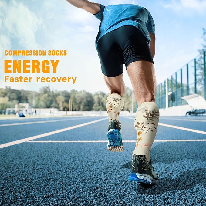 cerpite Compression Socks for Women & Men 6 Pairs Knee High Compression Socks 20-30 mmhg Best for Running,Nurse,Travel