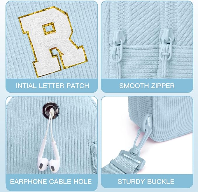 Viverte Small Corduroy Sling Bag Initial Crossbody Bag Fanny Pack for Girls Personalized Birthday Gifts for Teen Girls Gifts