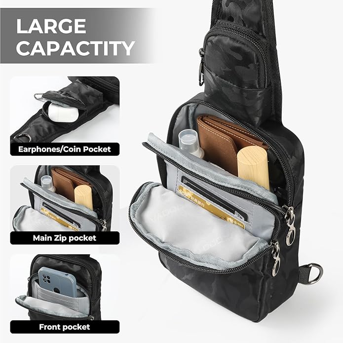 BROADREAM Sling Bag, Crossbody Bag with Anti-Theft Lock Zipper, RFID Blocking & Water Resistant for Travel Work Sport