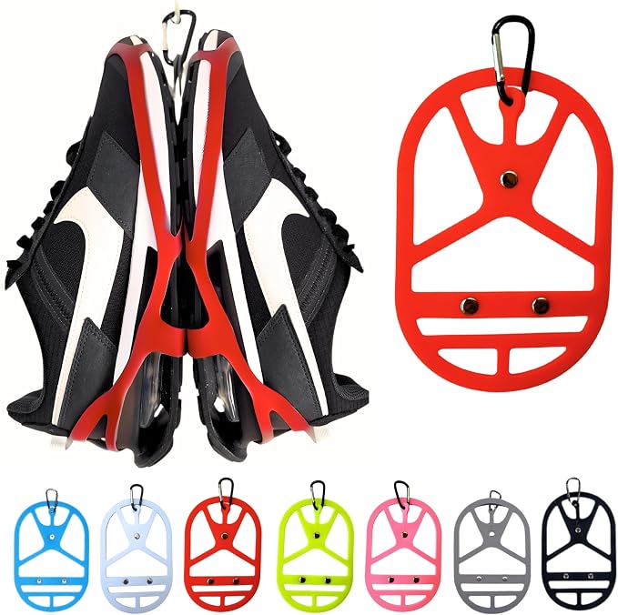 Shoe Holster For Backpack with Clip Hanger. Footwear Holder with Carabiner for Sneakers, Cleats, Bowling, Soccer, Basket, Football. For Travel, Outdoors, Sports & Space Saving