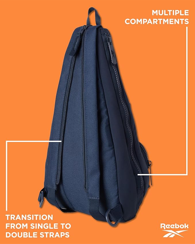 Reebok Unisex Crossbody Bag - Convertible Compact Durable Cross Body Bag for Women and Men - Gym and Travel Essentials, Size One Size, Maeve Eastcoast Blue