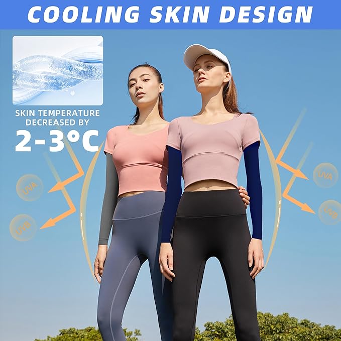 BHYTAKI UV Sun Protection Arm Sleeves, UPF 50 Sports Cooling Arm Compression Sleeves for Men Women Teenager