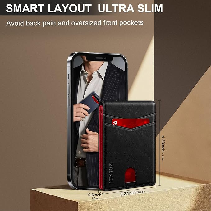 Wallet for Men Slim RFID Blocking Leather Credit Card Holder Wallet for 14 Cards, Bifold Minimalist Thin Wallet with 2 ID Windows & Cash Slot, Front Pockt Carteras Para Hombres, Birthday Gifts for Men
