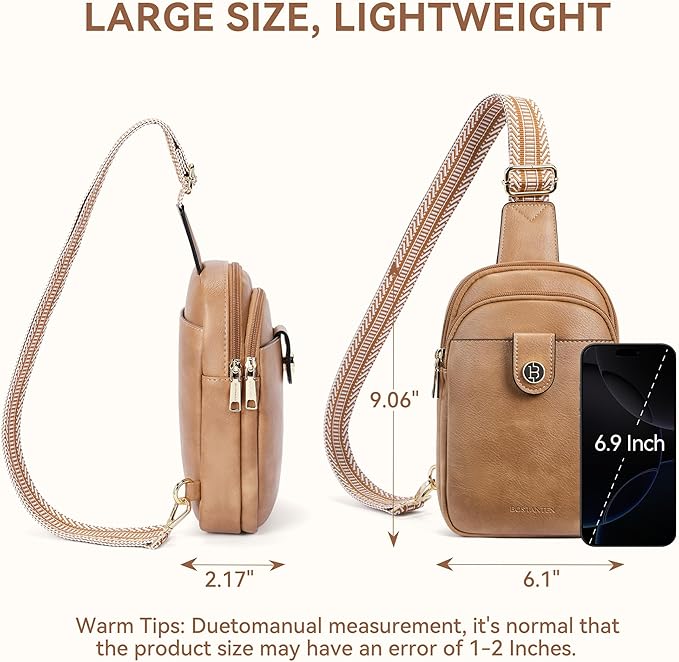 BOSTANTEN Sling Bag Crossbody Bags for Women Trendy Crossbody Purse Leather Chest Bag