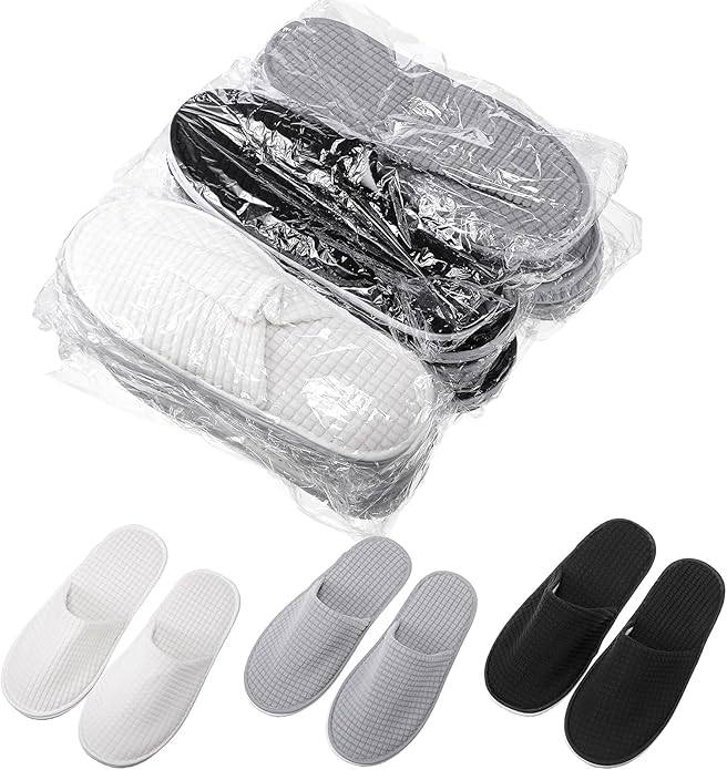 Geyoga 12 Pair House Slipper for Guest Non Slip Disposable Slipper for Travel Washable Reusable Closed Toe Hotel Bridesmaid Indoor Spa Wedding Party Shoeless Home