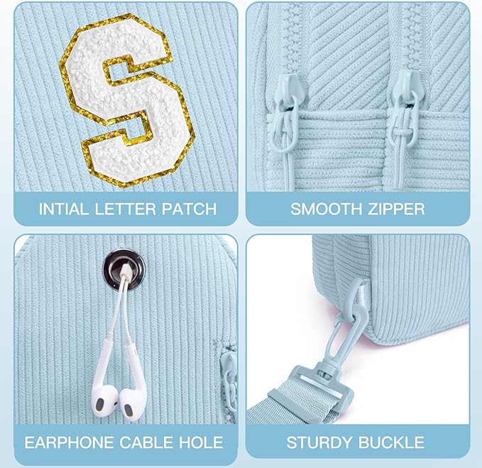 Viverte Small Corduroy Sling Bag Initial Crossbody Bag Fanny Pack for Girls Personalized Birthday Gifts for Teen Girls Gifts