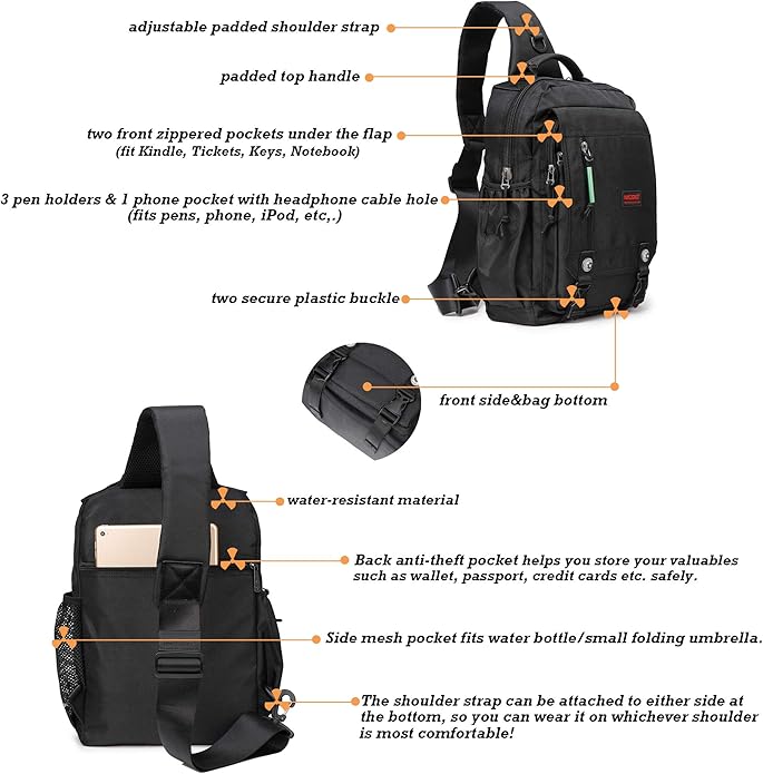 NICGID Sling Bags Chest Shoulder Backpacks, Laptop Backpack Crossbody Messenger Bag Travel Outdoor Men Women