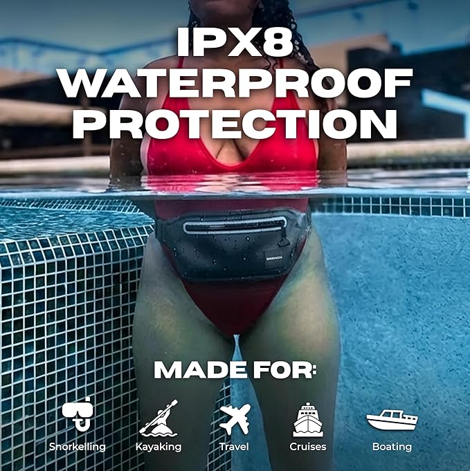 Drench 100% Underwater Waterproof Fanny Pack | Submersible Waterproof Phone Pouch & Waist Pack Dry Bag for Swimming, Boating, SUP & Snorkelling | Floating Belt Bag Underwater Phone Case | iPhone