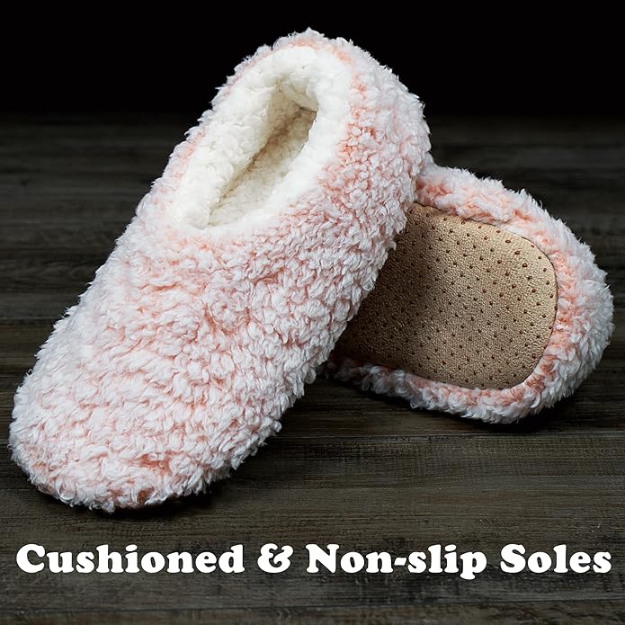 cosyone1997 2-Pair Slippers for Women Indoor Non Slip Soft Sole Plush Sherpa Lined Cozy Comfortable House Slippers