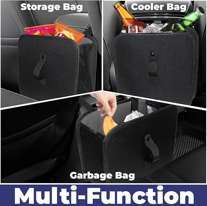 BFXM Car Trash Can, 2 Gallons Foldable Leakproof Car Garbage Can, Collapsible Hanging Car Trash Bin for Car Seat, Garbage Bags, Car Interior Accessories