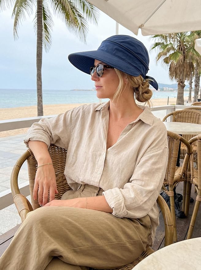 2-in-1 Women’s Sun Visor Sun Hat Zipper Off Ponytail Friendly, Lightweight Quick Dry, Summer UV Protection