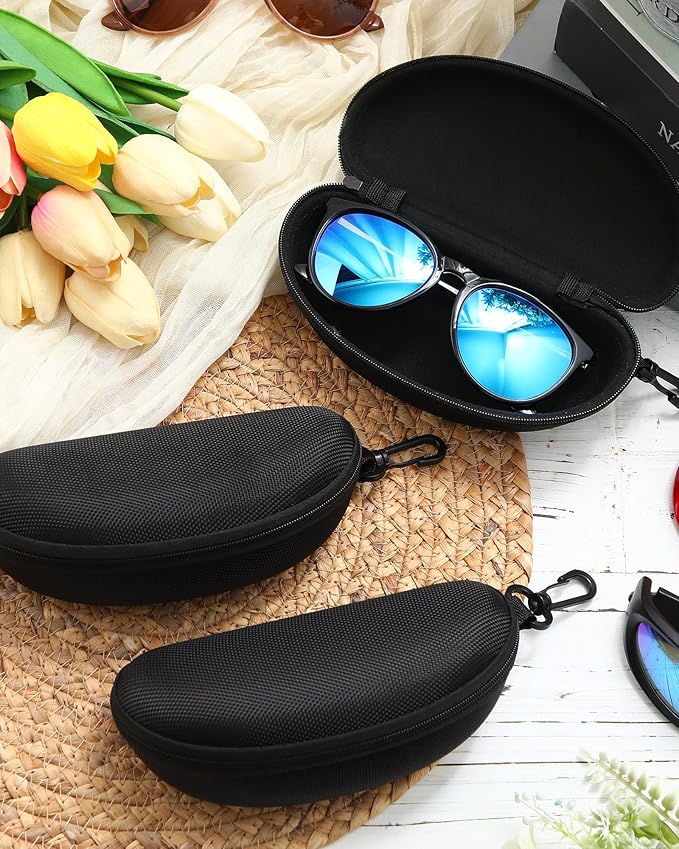 Weewooday 12 Pack Zipper Shell Sunglasses Case Hard Shell Eyeglasses Case Portable Travel Glasses Case for Men Women