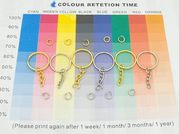 50Sets 1 inch Keychain Rings Split Round Key Ring with Chain and Open Jump Rings for DIY Keychain Making Crafts Silver and Golden