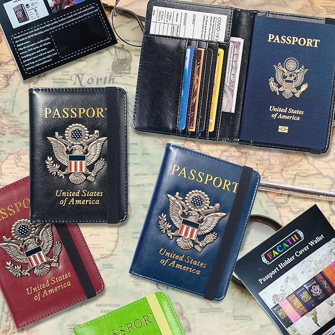 Premium Passport Holder for Travel, RFID Blocking Passport Cover Slim, Durable & Travel-Friendly, Passport Wallet Keep Your Documents Safe & Organized (Black)