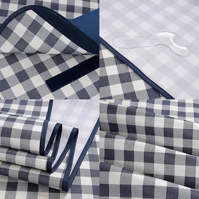 Wind Tour Waterproof Picnic Blanket with Carry Strap - Foldable Sandproof Outdoor Mat for Camping, Beach, Park - 59" x 71",Grey Grid (Two Mat Set)