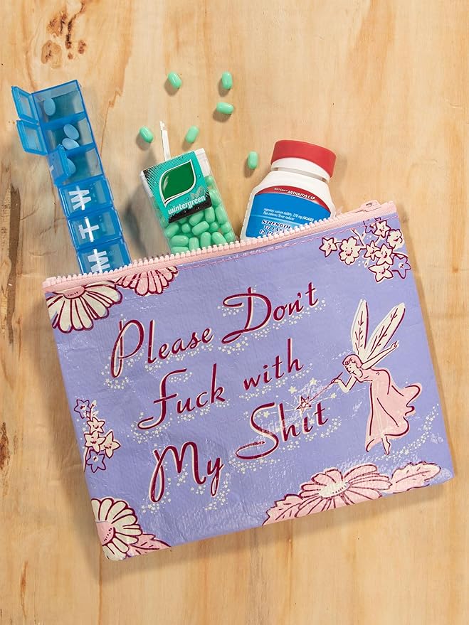 Blue Q Zipper Pouch, Made from 95% Recycled Material, 7.25" h x 9.5" w, Colorful Chunky Zipper