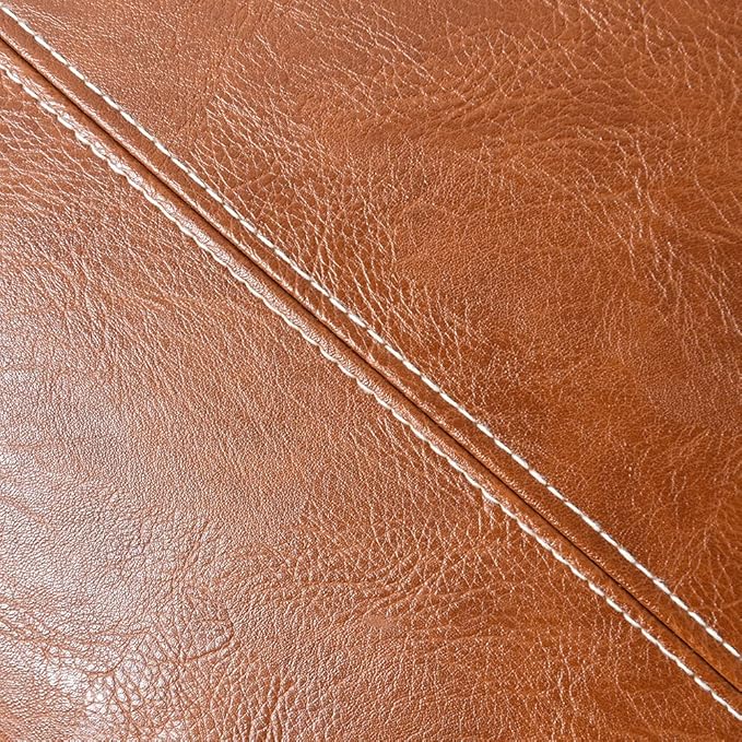 Fancy Homi Brown Boho Lumbar Faux Leather Decorative Throw Pillow Covers 12x20 Inch for Living Room Couch Bed Sofa, Hand Stitched Rectangle Cushion Case 30x50 cm, Rustic Modern Farmhouse Home Decor