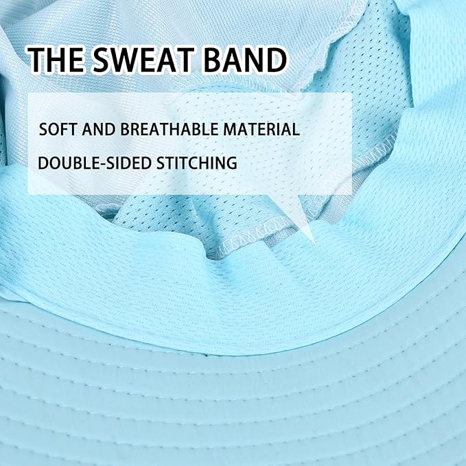 Sun Hats for Men Women Fishing Hat UPF 50+ Breathable Wide Brim Bucket Hats Summer UV Protection Safari Hat with Neck Flap