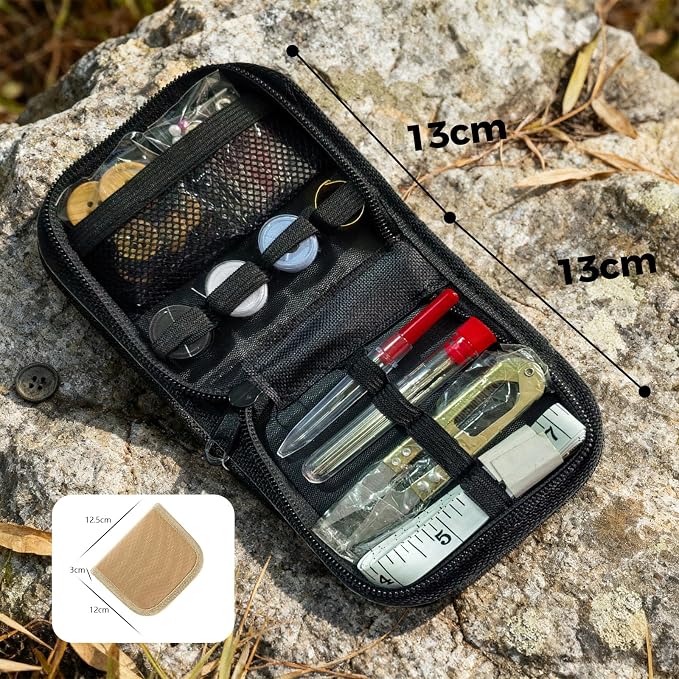 Military Sewing Kit for Adults, Army Emergency Survival Sewing Kit with Buttons for Men Women, Nylon Portable Small Sew Kits Repair Tools for Travel Field EDC & Outdoor Use (Khaki)