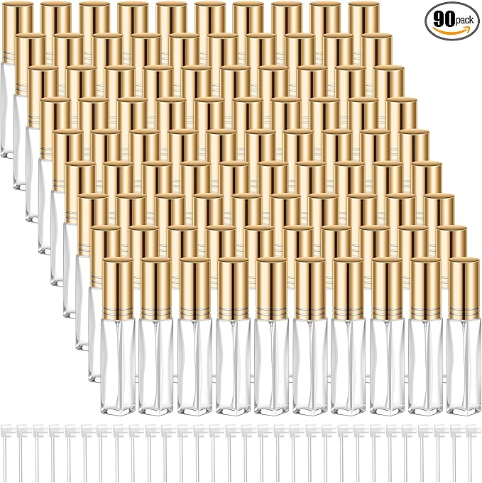 Domensi 90 Pcs 10/15/20/30 ml Perfume Travel Refillable Glass Bottles Spray Bottle Perfume Atomizer for Cologne Dispenser Leak-proof Fragrance Bottles Atomizer Pump Kit (20 ml,Gold)