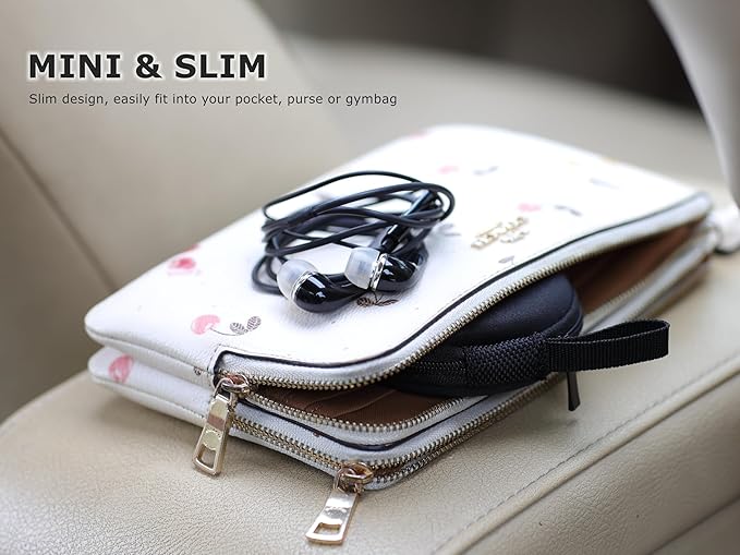 Ginsco Mini-Portable Hard Shell Earbuds Case for Apple EarPods Headphones USB-C Wired Ear Buds/Samsung Galaxy Wired Earbuds, Travel Case for Earphones Earplugs (1, Black)