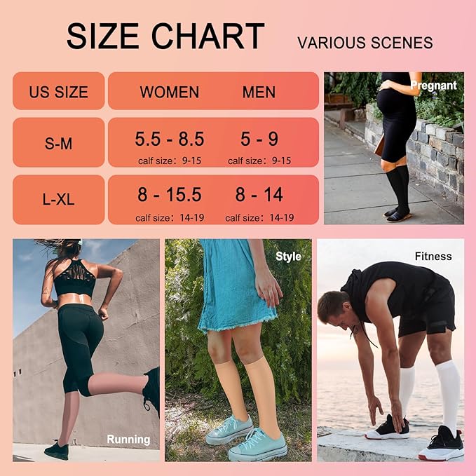 4 Pairs Compression Socks for Women Circulation-Best Support for Nurses,Running,Athletic,Travel