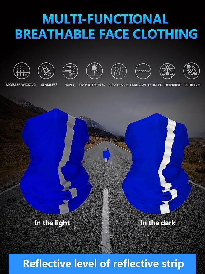 SATINIOR 8 Pcs Neck Gaiter Face Mask, Reflective Summer UV Protection Cooling Scarf Neon Breathable Bandana for Men Women