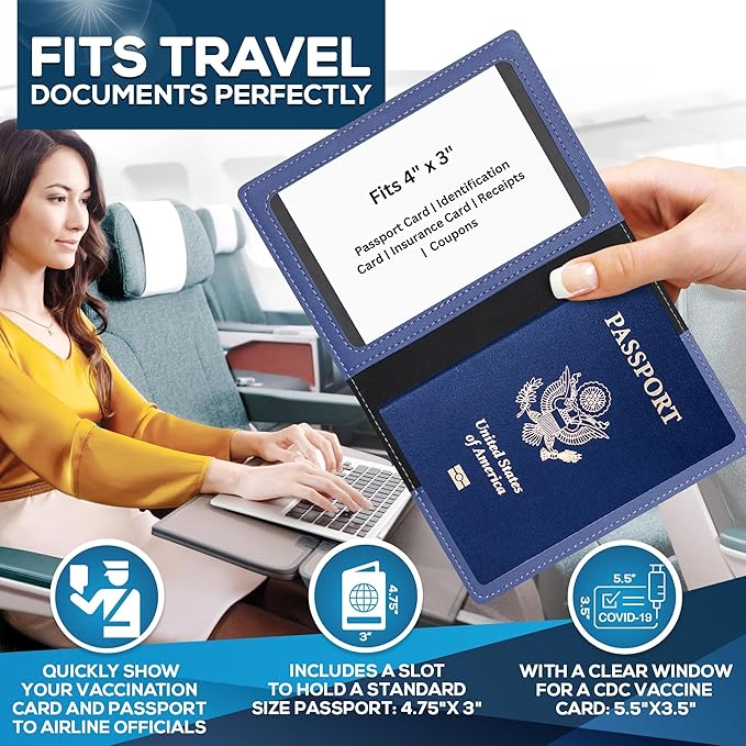 Ciana Passport Holder for Travel – PU Leather Passport Cover and Card Holder for Men & Women – Slim Passport Holder with Card Protector Slot, Travel Must Haves (Purple)