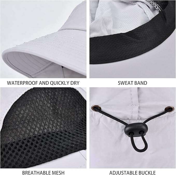 Sun Hat for Men Women with Neck Flap,UPF 50+ UV Protective Hiking Fishing Hats,Wide Brim Sun Hat for Women&Men