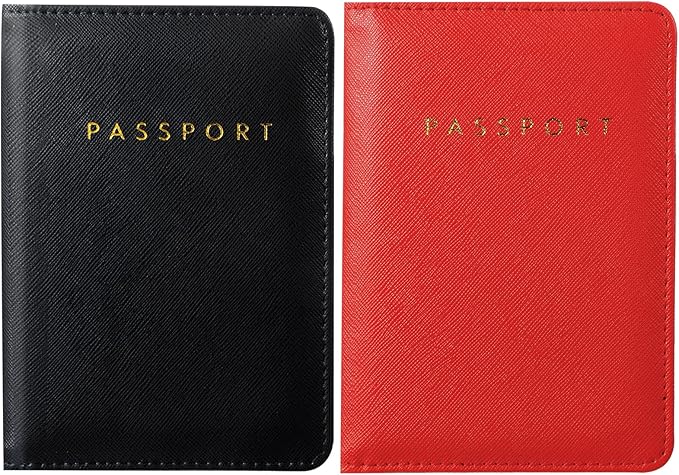 2 Pcs Passport Cover Holder for Travel Waterproof Leather Passport Wallet Case Book Travel Cruise Essentials for Women Men | 2 Pieces