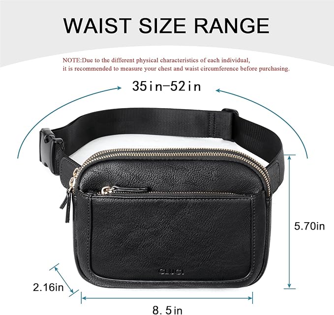 CLUCI Fanny Packs for Women Cross body, Belt Bag for Women, Mini Everywhere Crossbody Waist Bag Adjustable Strap, Vegan Leather Women's Fanny Pack