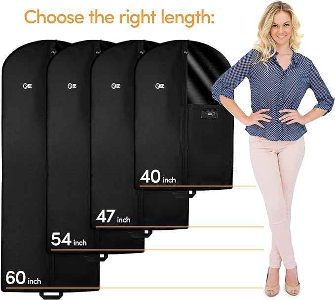 Luxury Storage Garment Bag for Men and Women Shirt, Blouse, Wool Sweater, Suit Jacket | 40 Inch + 5 Inch Gusset | Premium Hanging, Breathable, Foldable Clothes Protector and Travel Cover