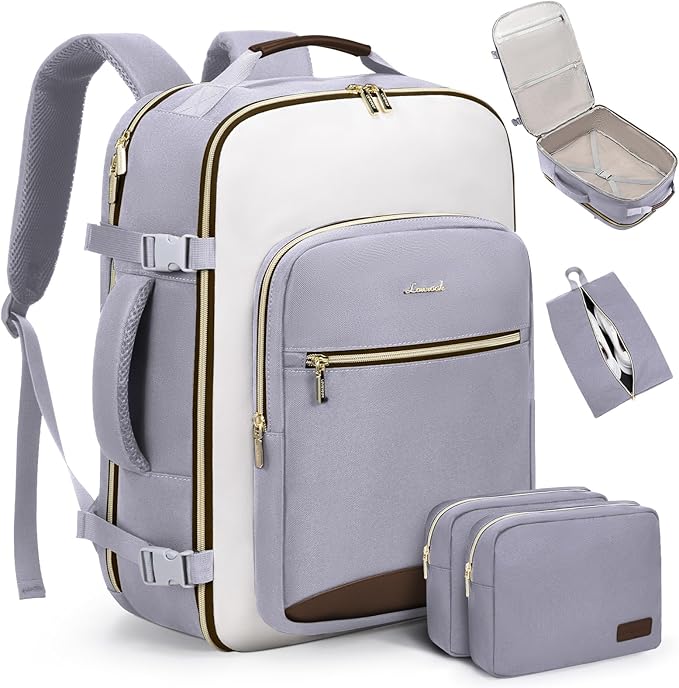 LOVEVOOK Large Travel Backpack for Women & Men, 40L Carry on Backpack for Airplanes, TSA Personal Item Travel Bag fits 17" Laptop, Waterproof Travel Essentials Airline Approved with 3 Packing Cubes