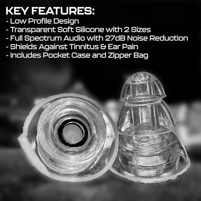 X27 Reusable Earplugs for Loud Environments, Motorsports and Motorcycle Riding | 27dB Noise Reduction | Low Profile Hearing Protection for Airshows and General Aviation