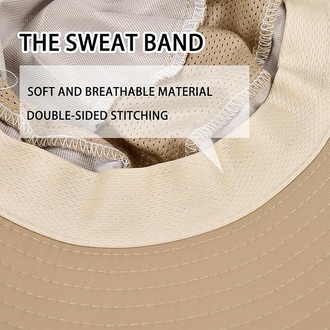 Sun Hats for Men Women Fishing Hat UPF 50+ Breathable Wide Brim Bucket Hats Summer UV Protection Safari Hat with Neck Flap