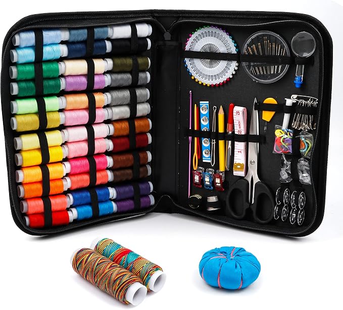 Sewing Kit, 182 Premium Sewing Supplies, 38 XL Thread Spools, Suitable for Traveller, Adults, Kids, Beginner, Emergency, DIY and Home By Inscraft